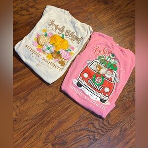 Simply Southern girls size S long sleeve holiday shirts
